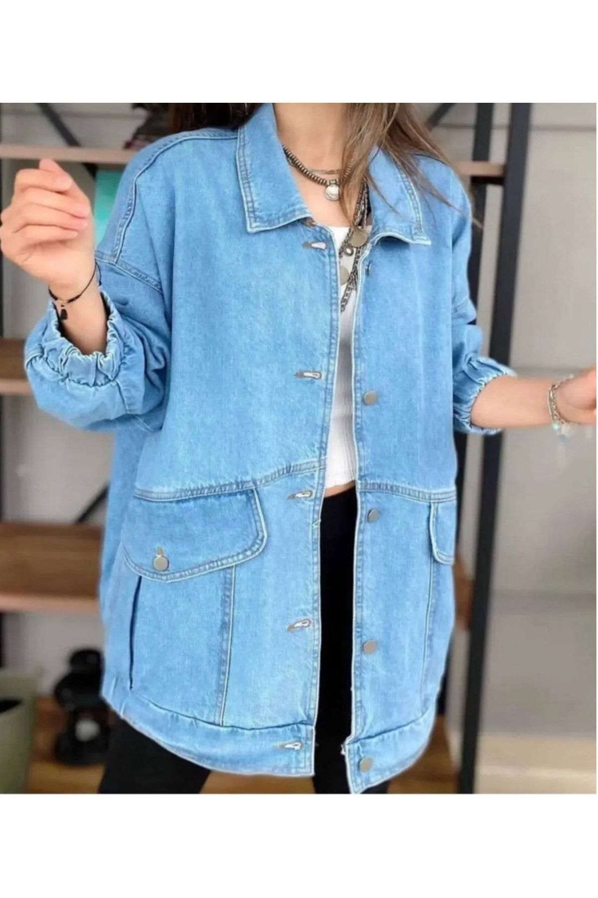 Kadın Oversize Kot Ceket