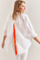 Kadın Tek Cepli Fosfor Çizgili Basic Oversize Gömlek Kadın Tek Cepli Fosfor Çizgili Basic Oversize Gömlek