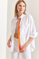 Kadın Tek Cepli Fosfor Çizgili Basic Oversize Gömlek Kadın Tek Cepli Fosfor Çizgili Basic Oversize Gömlek