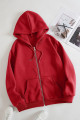 Kırmızı Pamuk Fermuarlı Unisex Oversize Hırka Kırmızı Pamuk Fermuarlı Unisex Oversize Hırka