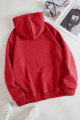 Kırmızı Pamuk Fermuarlı Unisex Oversize Hırka