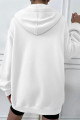 Unisex Beyaz Pamuk Fermuarlı Oversize Hırka Unisex Beyaz Pamuk Fermuarlı Oversize Hırka