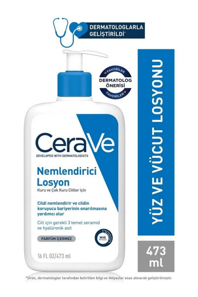 Kuru Ciltlere Özel Seramid ve Hyalüronik Asit Içerikli Yüz Vücut Nemlendirici Losyon 473 /ml. Kuru Ciltlere Özel Seramid ve Hyalüronik Asit Içerikli Yüz Vücut Nemlendirici Losyon 473 /ml.
