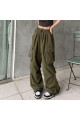 Yeşil Tactical Paraşüt Kumaş Kargo Cepli Oversize Unisex Pantolon Yeşil Tactical Paraşüt Kumaş Kargo Cepli Oversize Unisex Pantolon