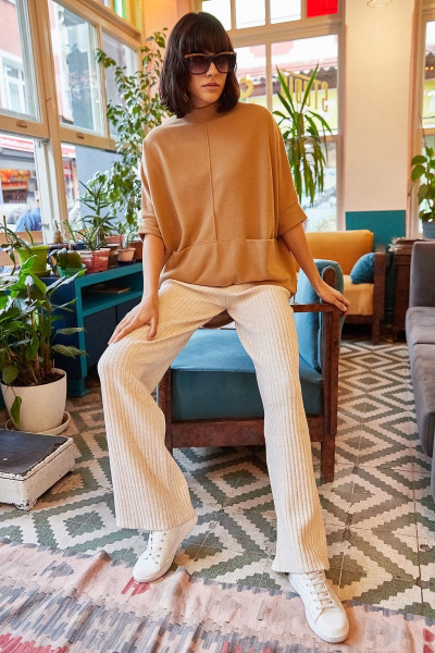 Kadın Taş Fitilli Kalın Triko Pantolon PNT-19000055 Kadın Taş Fitilli Kalın Triko Pantolon PNT-19000055