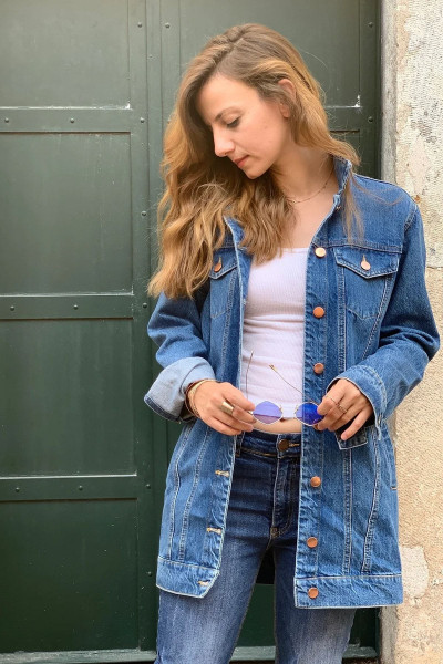 Orta Ton Denim Ceket Orta Ton Denim Ceket
