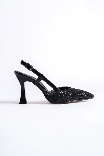 Paris Siyah Cam Kırığı Arkası Açık Stiletto Kadeh Topuklu Abiye Ayakkabı Paris Siyah Cam Kırığı Arkası Açık Stiletto Kadeh Topuklu Abiye Ayakkabı