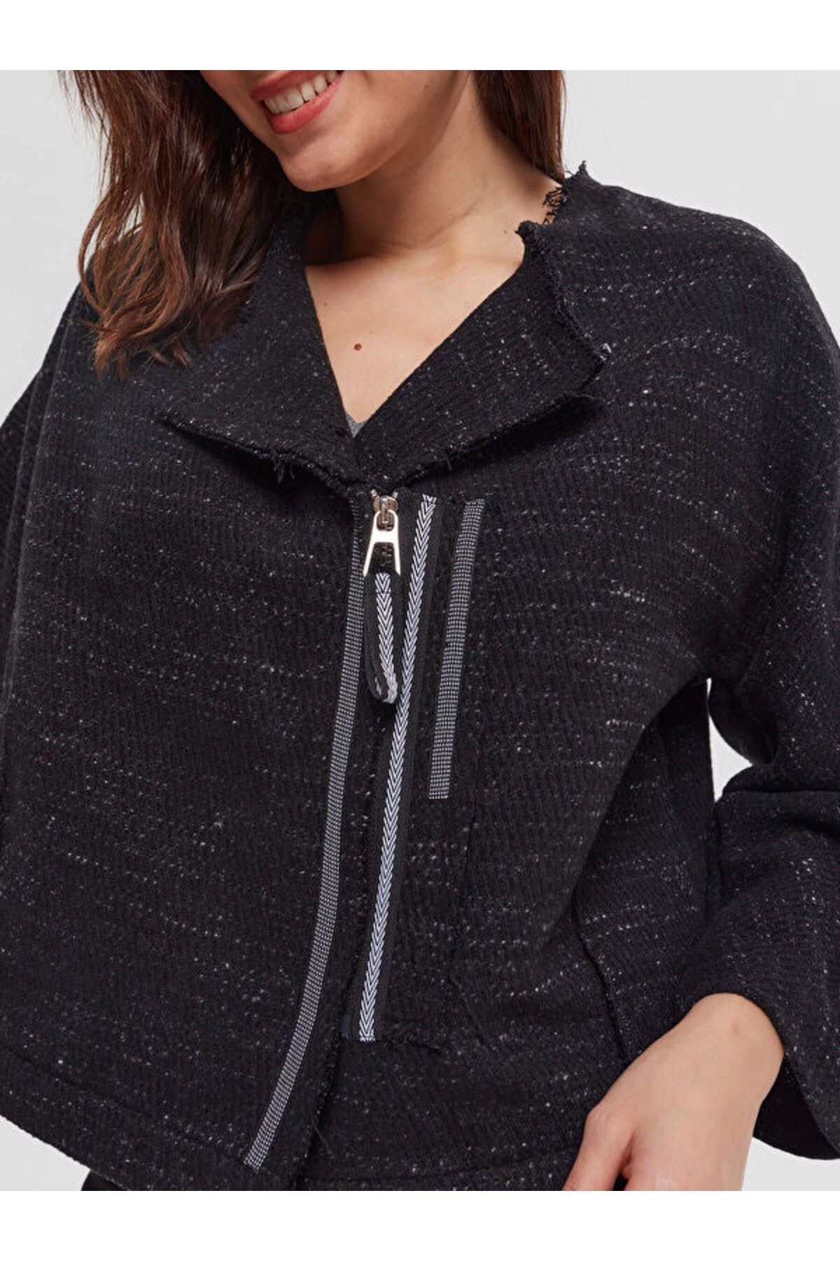 Şerit Detaylı Casual Form Tüvit Ceket 65181