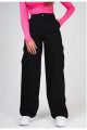 Siyah Kargo Cep Wide Leg Palazzo Kot Pantolon Jean Yüksek Bel Siyah Kargo Cep Wide Leg Palazzo Kot Pantolon Jean Yüksek Bel