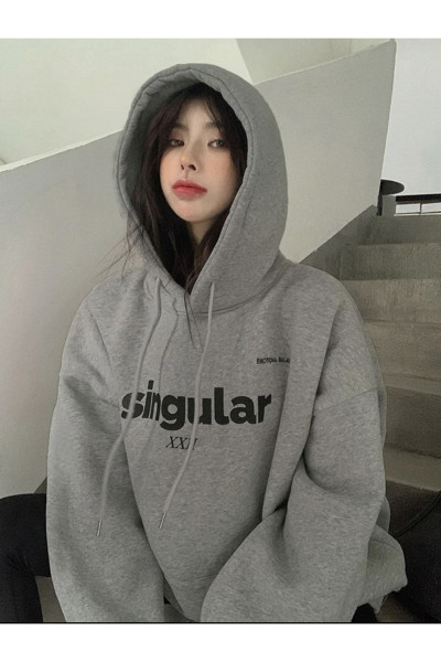 Ünisex Singular XXL baskılı kapüşonlu oversize sweatshirt Ünisex Singular XXL baskılı kapüşonlu oversize sweatshirt