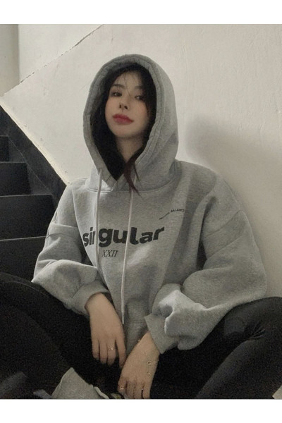 Ünisex Singular XXL baskılı kapüşonlu oversize sweatshirt Ünisex Singular XXL baskılı kapüşonlu oversize sweatshirt
