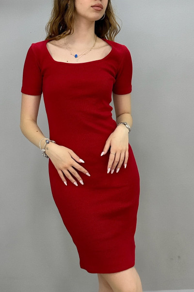 Kadın U Yaka Elbise Kaşkorse - Kadın U Yaka Elbise Kaşkorse -