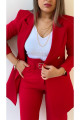 Uzun Gold Düğmeli Blazer Ceket Kırmızı