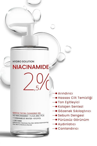 Hydro Solution %2 Niacinamide + %0,5 Zinc PCA 2'li Temizleme Jeli Paketi 200 ML x2 Hydro Solution %2 Niacinamide + %0,5 Zinc PCA 2'li Temizleme Jeli Paketi 200 ML x2