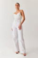 Yüksek Bel Wide Leg Beyaz Palazzo Pantolon Bol Paça Jeans