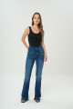Koyu Mavi Yüksek Bel Paçası Kesikli Flare Jean Pantolon C 4528-030 Koyu Mavi Yüksek Bel Paçası Kesikli Flare Jean Pantolon C 4528-030