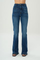Koyu Mavi Yüksek Bel Paçası Kesikli Flare Jean Pantolon C 4528-030 Koyu Mavi Yüksek Bel Paçası Kesikli Flare Jean Pantolon C 4528-030