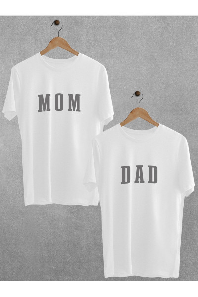 Mom Dad Baskılı 2'li Tişört Cinsiyet Partisi Anne Baba Oversize Çift T-shirt Mom Dad Baskılı 2'li Tişört Cinsiyet Partisi Anne Baba Oversize Çift T-shirt