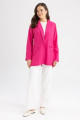 Regular Fit Bisiklet Yaka Keten Karışımlı Blazer Regular Fit Bisiklet Yaka Keten Karışımlı Blazer