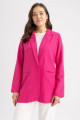 Regular Fit Bisiklet Yaka Keten Karışımlı Blazer Regular Fit Bisiklet Yaka Keten Karışımlı Blazer