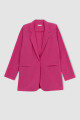 Regular Fit Bisiklet Yaka Keten Karışımlı Blazer Regular Fit Bisiklet Yaka Keten Karışımlı Blazer