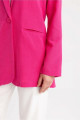 Regular Fit Bisiklet Yaka Keten Karışımlı Blazer Regular Fit Bisiklet Yaka Keten Karışımlı Blazer
