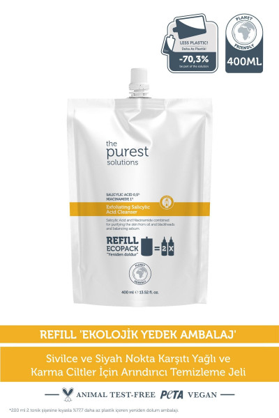 Sivilce & Siyah Nokta Karşıtı (Yağlı-Karma Ciltler) Temizleme Jeli Ekolojik Yedek Paket 400 ml Sivilce & Siyah Nokta Karşıtı (Yağlı-Karma Ciltler) Temizleme Jeli Ekolojik Yedek Paket 400 ml