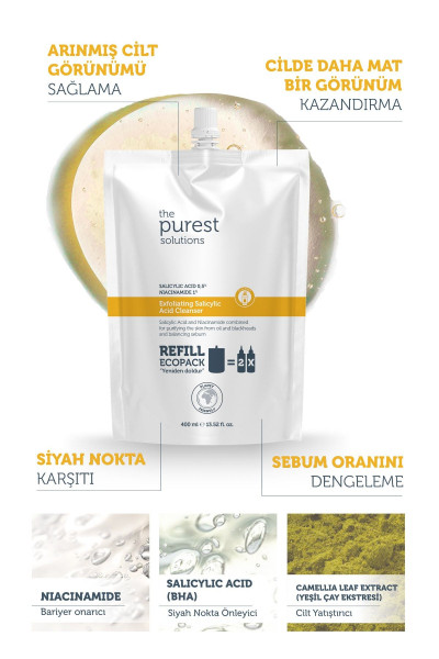 Sivilce & Siyah Nokta Karşıtı (Yağlı-Karma Ciltler) Temizleme Jeli Ekolojik Yedek Paket 400 ml Sivilce & Siyah Nokta Karşıtı (Yağlı-Karma Ciltler) Temizleme Jeli Ekolojik Yedek Paket 400 ml