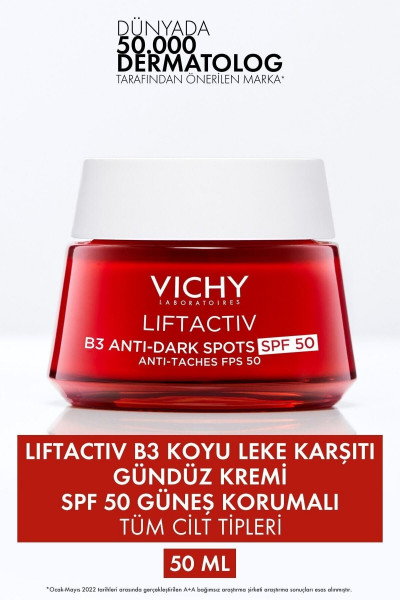 Koyu Leke ve Yaşlanma Karşıtı Liftactiv B3 Koyu Leke Karşıtı Gündüz Kremi Spf50, 50 ml. GkHairCenter Koyu Leke ve Yaşlanma Karşıtı Liftactiv B3 Koyu Leke Karşıtı Gündüz Kremi Spf50, 50 ml. GkHairCenter