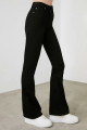 Siyah Yüksek Bel Flare Jeans Renk Solmayan Ispanyol Paça Kot Pantolon Siyah Yüksek Bel Flare Jeans Renk Solmayan Ispanyol Paça Kot Pantolon