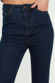 Koyu Mavi Ispanyol Paça Jeans Yüksek Bel Power Likra Kot Pantolon Koyu Mavi Ispanyol Paça Jeans Yüksek Bel Power Likra Kot Pantolon