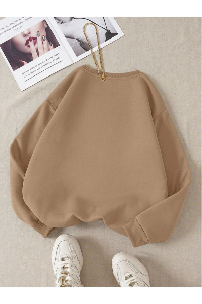Unisex Düz Renkli Oversize Bisiklet Yaka Pamuklu Sweatshirt Unisex Düz Renkli Oversize Bisiklet Yaka Pamuklu Sweatshirt
