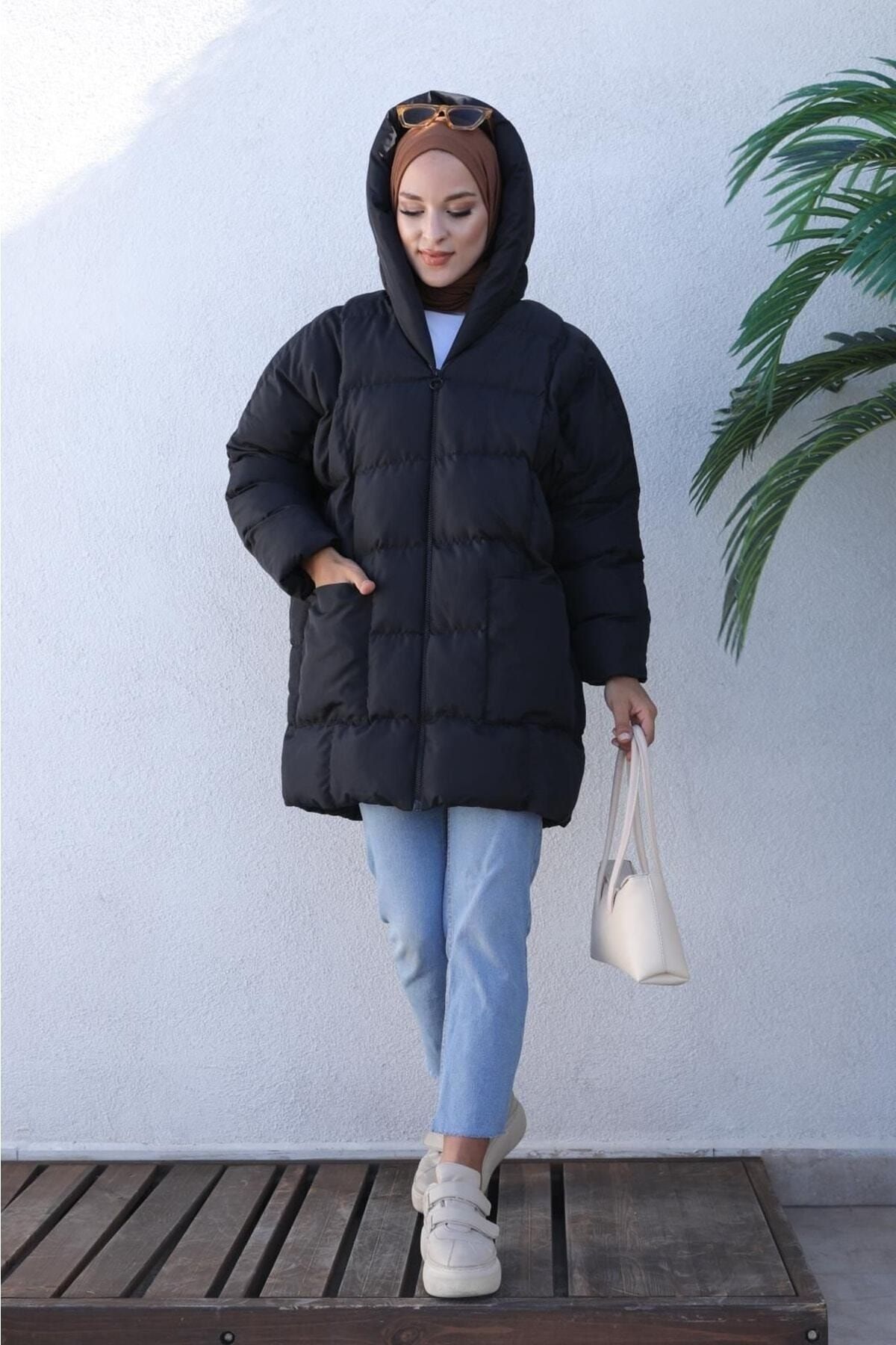 Kadın Siyah Şişme Oversize Mont Kadın Siyah Şişme Oversize Mont