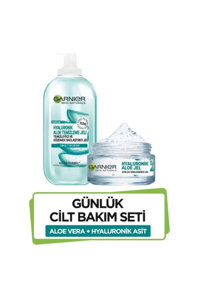 Hyaluronik Aloe Temizleme Jeli + Garnier Hyaluronik Aloe Nemlendirici Jel AVANTAJLI 2'li SET Hyaluronik Aloe Temizleme Jeli + Garnier Hyaluronik Aloe Nemlendirici Jel AVANTAJLI 2'li SET