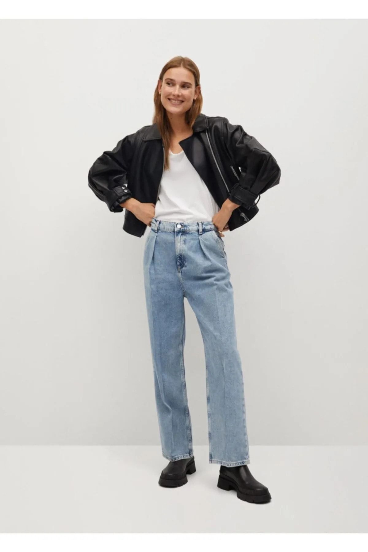 Kadın Siyah Oversize Deri Ceket Kadın Siyah Oversize Deri Ceket