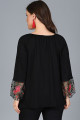 Kadın Siyah Kolucu Çiçek Güpür Madonna Yaka Bluz M9258 Kadın Siyah Kolucu Çiçek Güpür Madonna Yaka Bluz M9258