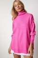 Kadın Pembe Balıkçı Yaka Oversize Triko Kazak BV00084 Kadın Pembe Balıkçı Yaka Oversize Triko Kazak BV00084