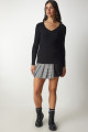 Kadın Siyah V Yaka Fitilli Basic Bluz BV00096 Kadın Siyah V Yaka Fitilli Basic Bluz BV00096