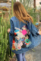 Mavi Yuvarlak Patchwork Detaylı Tasarım Kot Ceket, Kadın Denim Ceket Mavi Yuvarlak Patchwork Detaylı Tasarım Kot Ceket, Kadın Denim Ceket