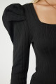 Kadın Siyah Kare Yaka Fitilli Triko Bluz YY00159 Kadın Siyah Kare Yaka Fitilli Triko Bluz YY00159