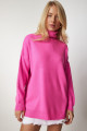Kadın Pembe Balıkçı Yaka Oversize Triko Kazak BV00084 Kadın Pembe Balıkçı Yaka Oversize Triko Kazak BV00084