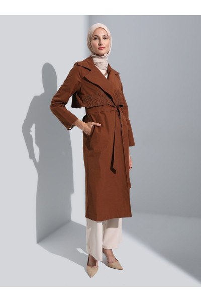 Nakış Detaylı Trençkot - Camel - Woman Nakış Detaylı Trençkot - Camel - Woman