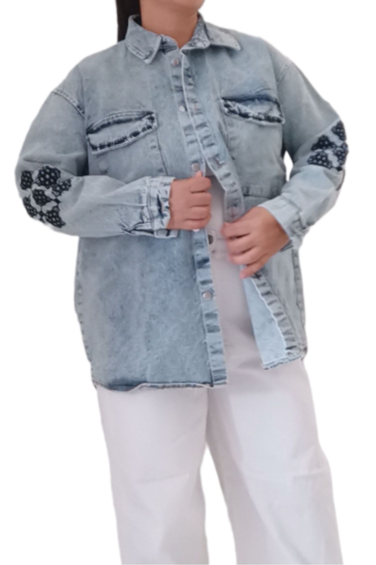 Zade Consept Taşlanmış Oversize Kot Ceket Zade Consept Taşlanmış Oversize Kot Ceket