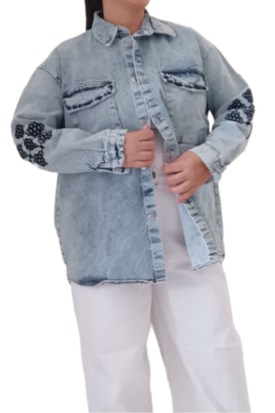Zade Consept Taşlanmış Oversize Kot Ceket Zade Consept Taşlanmış Oversize Kot Ceket