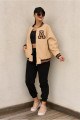 Unisex Oversize Siyah Baskılı Kolej Ceket Unisex Oversize Siyah Baskılı Kolej Ceket