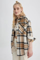 Oversize Fit Gömlek Yaka Flanel Uzun Kollu Tunik Oversize Fit Gömlek Yaka Flanel Uzun Kollu Tunik
