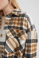 Oversize Fit Gömlek Yaka Flanel Uzun Kollu Tunik Oversize Fit Gömlek Yaka Flanel Uzun Kollu Tunik