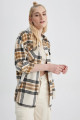 Oversize Fit Gömlek Yaka Flanel Uzun Kollu Tunik Oversize Fit Gömlek Yaka Flanel Uzun Kollu Tunik