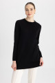 Regular Fit Bisiklet Yaka Yırtmaçlı Basic Düz Triko Kazak Tunik H3431az23wn Regular Fit Bisiklet Yaka Yırtmaçlı Basic Düz Triko Kazak Tunik H3431az23wn