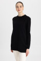 Regular Fit Bisiklet Yaka Yırtmaçlı Basic Düz Triko Kazak Tunik H3431az23wn Regular Fit Bisiklet Yaka Yırtmaçlı Basic Düz Triko Kazak Tunik H3431az23wn